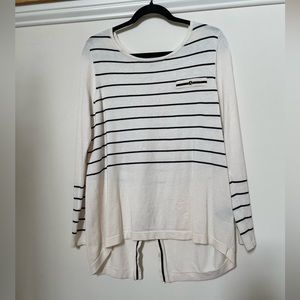 August silk brand striped sweater shirt size M